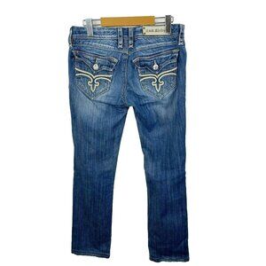 Rock Revival Jeans Hazel Straight Denim Blue Flap Pockets Womens Size 29 x 29